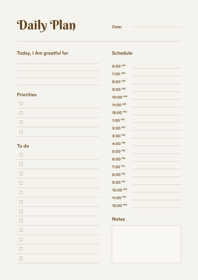 Daily Planner Printable